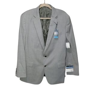 Stafford wool blend gray classic fit stretch size 46 hopsack blazer NWT!